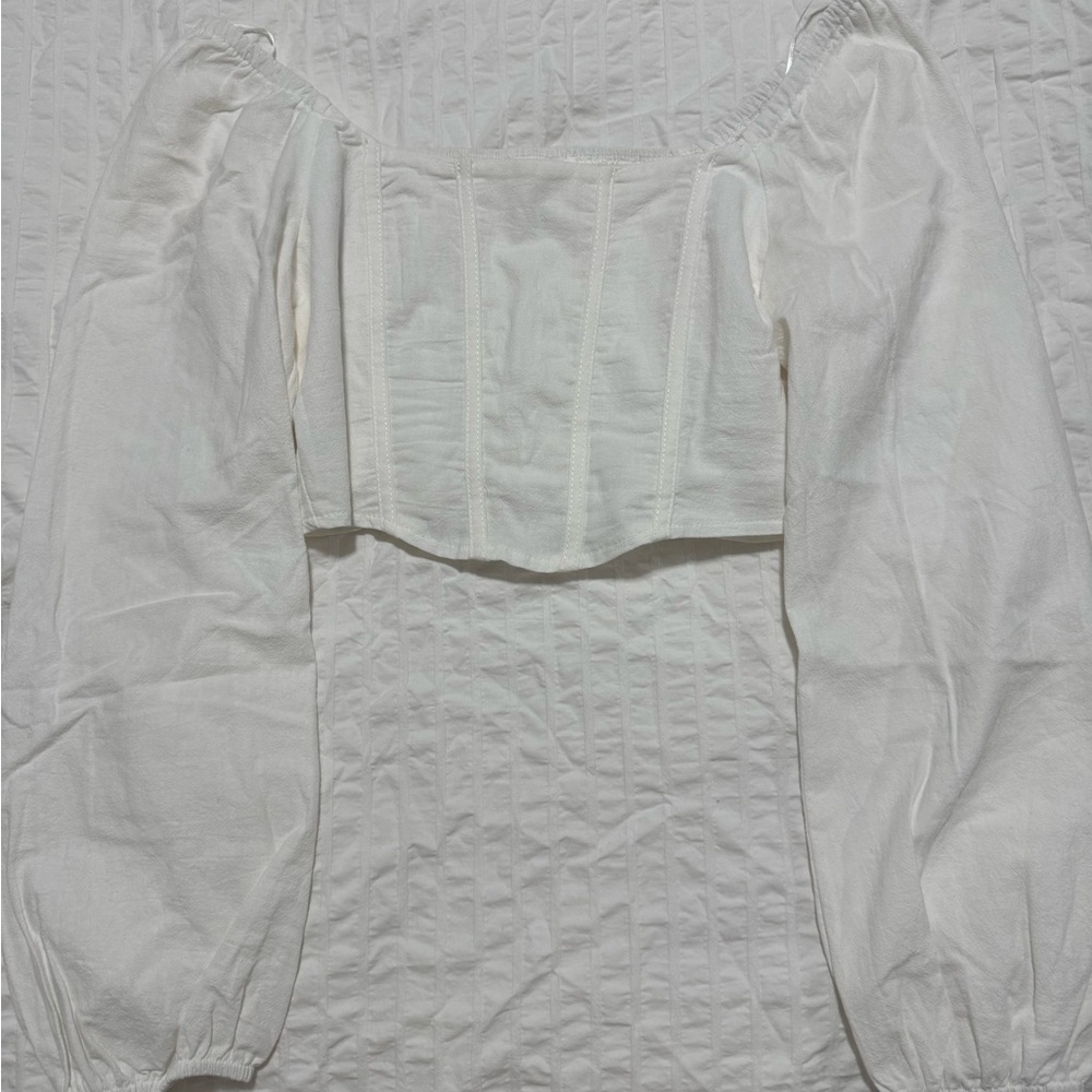 Kirious Los Angeles Romantic Cotton Smocked Long Sleeve Blouse | Size S